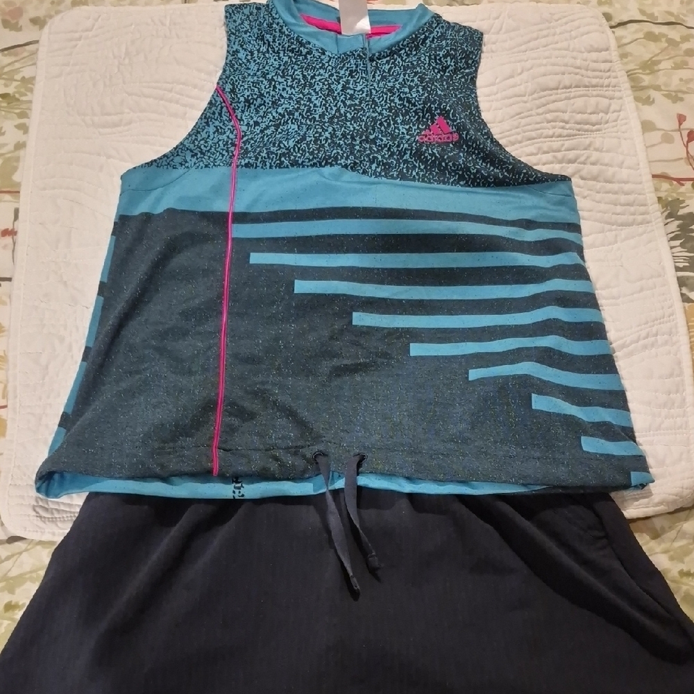 Adidas Ladies Teal and Pink Tennis Set, Size L